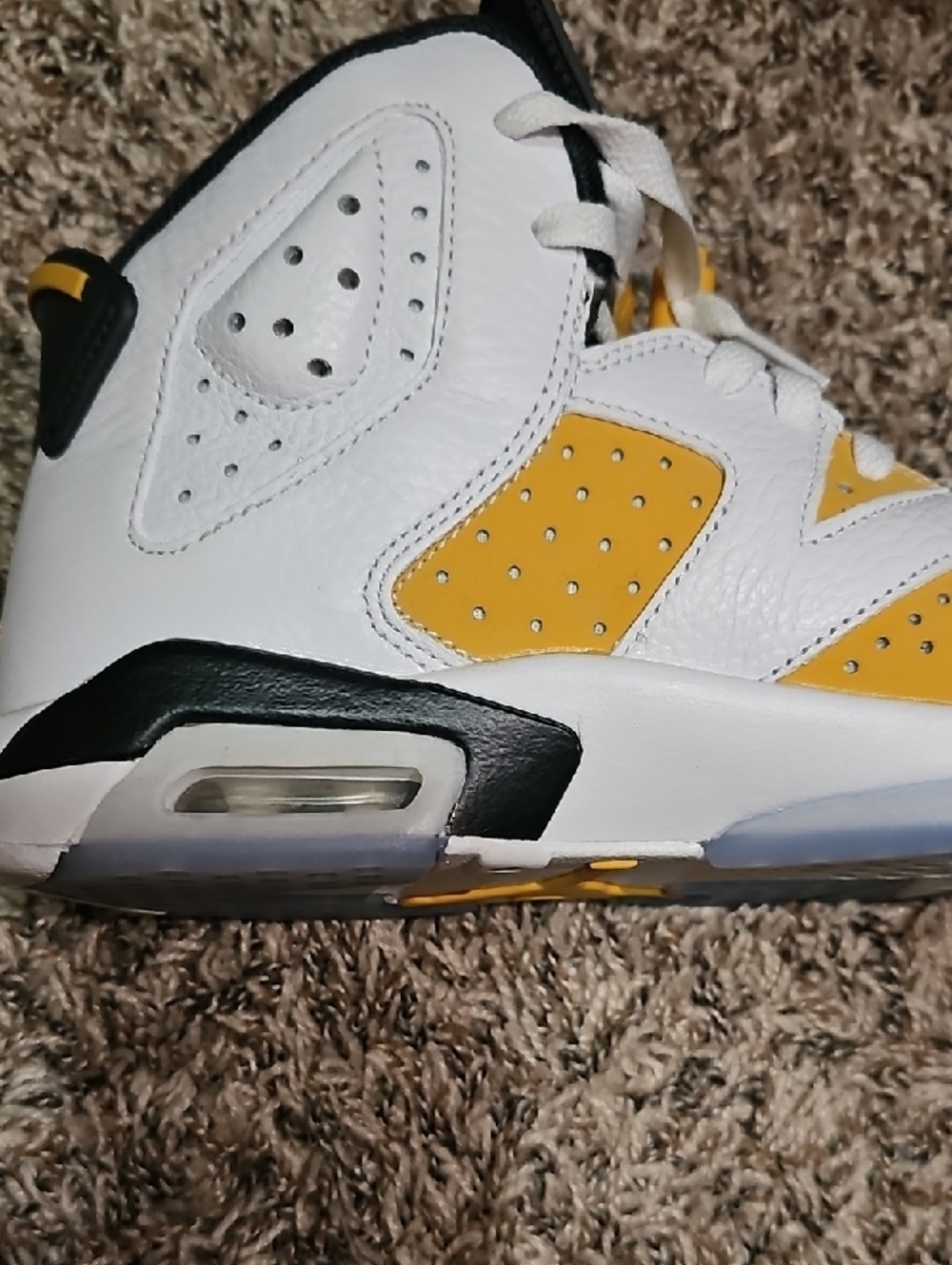 Jordan 6 Retro White, Black & Gold/Yellow High-Top Sneakers - Picture 14 of 14